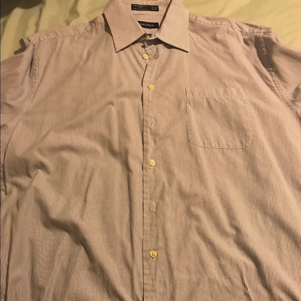 Nautica Blue pinstriped Button up